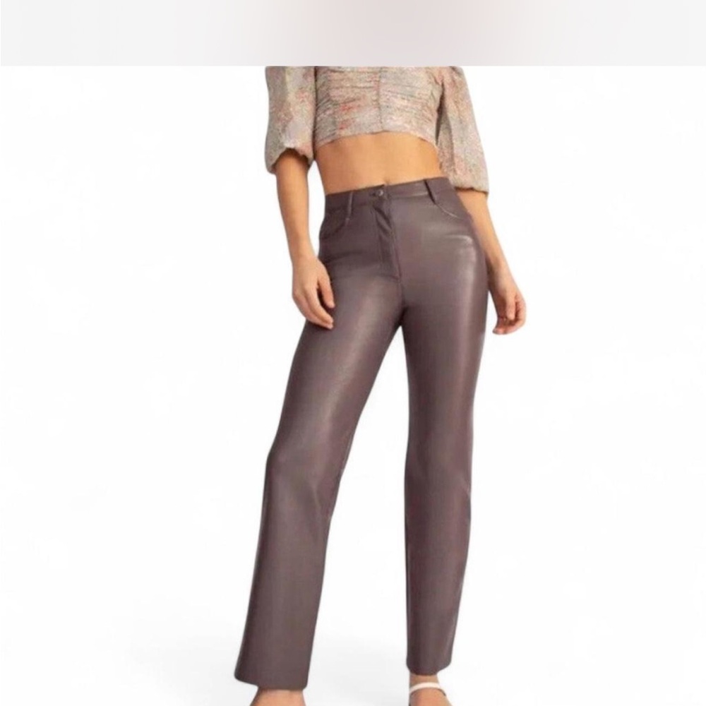 Aritzia Wilfred Melina straight leg leather pants